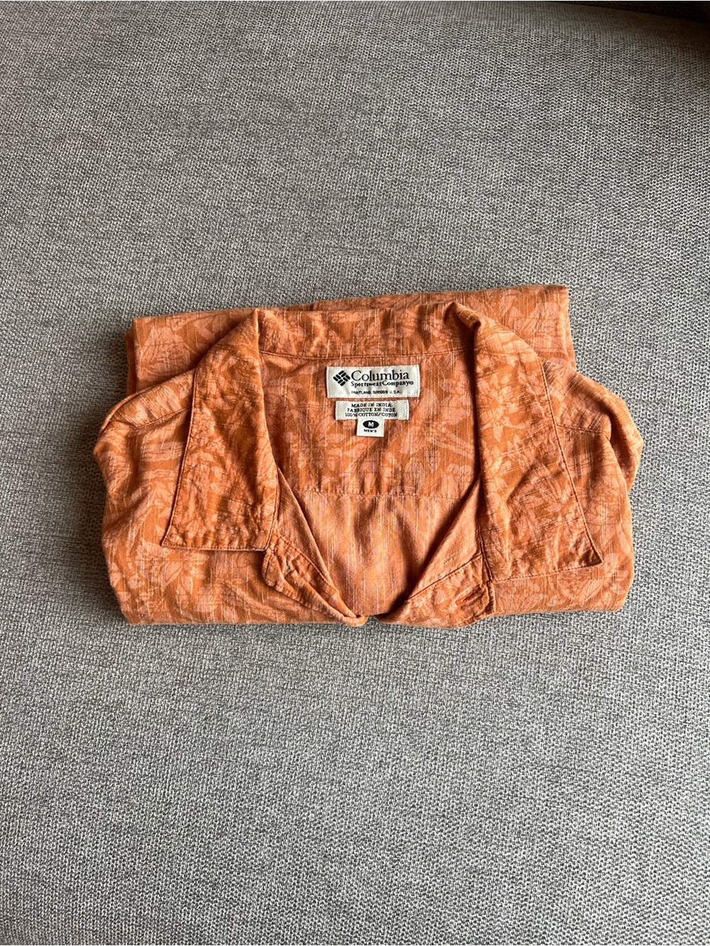 Columbia Orange Textured Short Sleeve Button Down Shirt